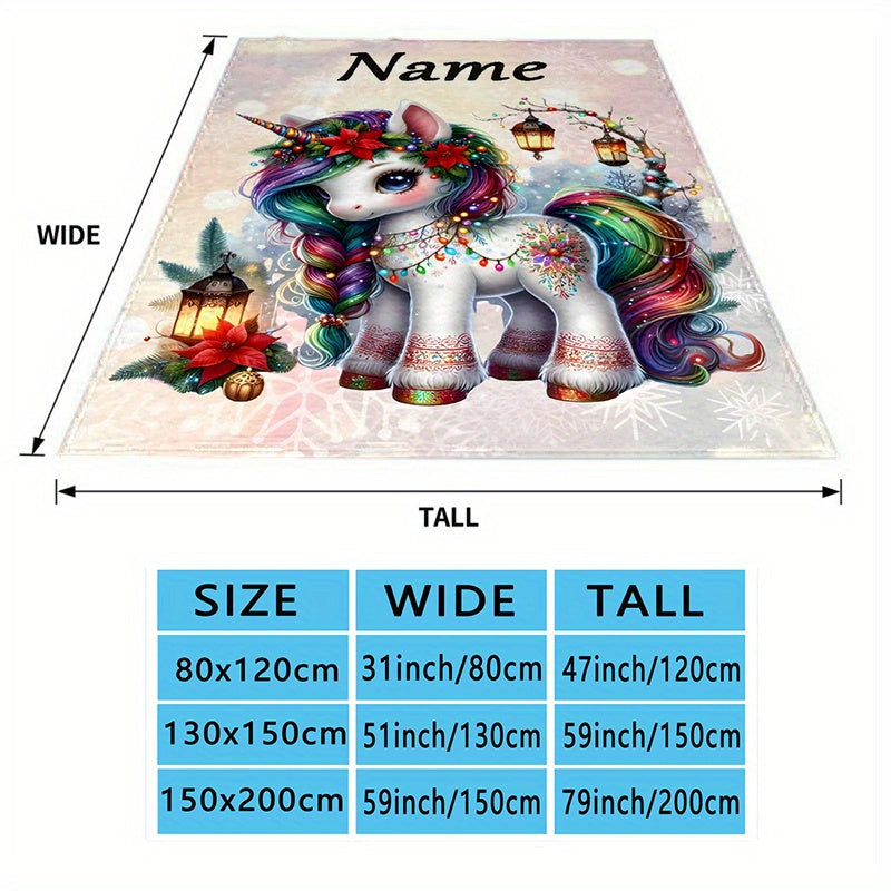 Customized Unicorn Blanket with Personalized Name - Luxuriously Soft, Cozy, and Warm for Snuggling on the Bed, Sofa, or Even Picnics | Ideal Holiday Gift for Christmas and Halloween.