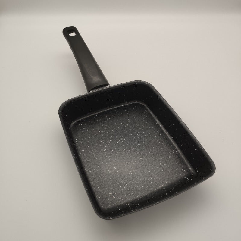 1pc Non-Stick Aluminum Square Skillet with Wood-Like Handle for Making Tamagoyaki Japanese Omelet - Perfect for Small Breakfasts, Easy to Clean with Hand Washing Only - Ideal Kitchen Cookware for Home and Restaurant Use.