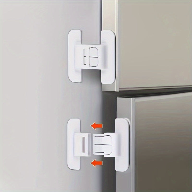 4-Pack of Automatic Safety Buckles for Refrigerator Doors, Simple to Use Locks for Single-Door Fridges, Secures Water Dispensers - Perfect for Same Level Drawers