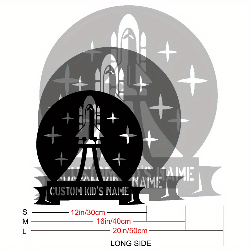 Personalize your child's space with our custom Kids Name Space Rocket Metal Wall Art! This personalized bedroom sign is made of durable iron construction and makes the perfect addition to any boy's room decor. It also makes a unique and thoughtful