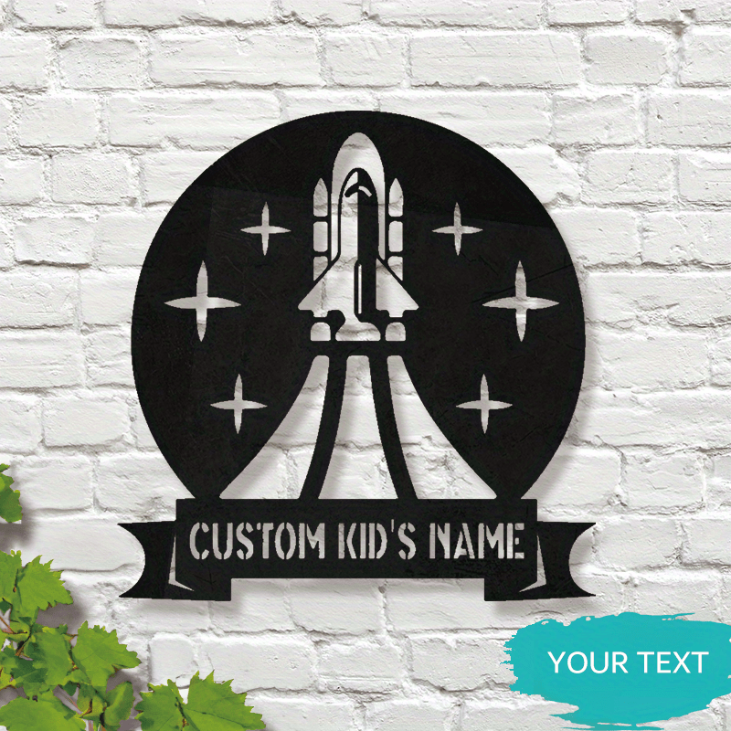 Personalize your child's space with our custom Kids Name Space Rocket Metal Wall Art! This personalized bedroom sign is made of durable iron construction and makes the perfect addition to any boy's room decor. It also makes a unique and thoughtful