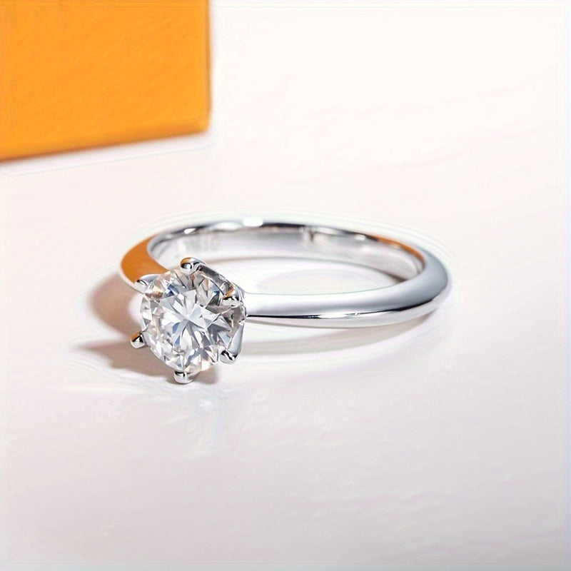 Vintage elegant 925 sterling silver engagement ring with 18K golden plated Moissanite from the Eternals Earth collection. Ideal for daily wear and weddings, this ring makes the perfect gift for Valentine's Day and special occasions.