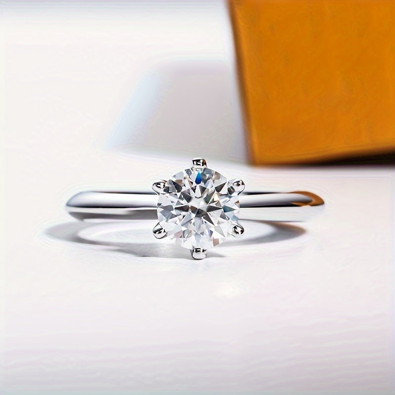 Vintage elegant 925 sterling silver engagement ring with 18K golden plated Moissanite from the Eternals Earth collection. Ideal for daily wear and weddings, this ring makes the perfect gift for Valentine's Day and special occasions.