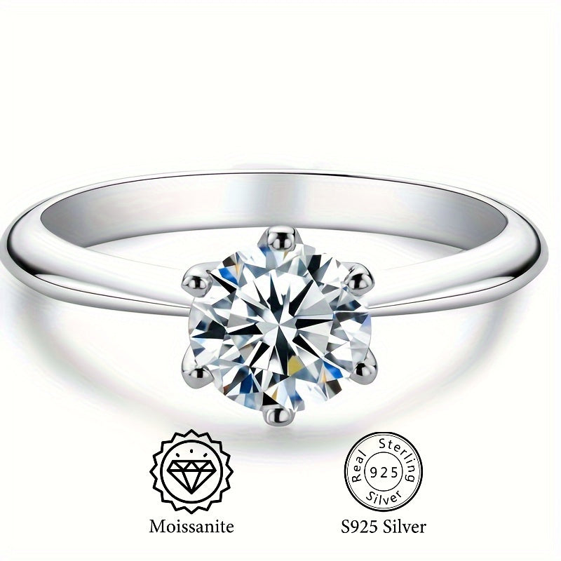 Vintage elegant 925 sterling silver engagement ring with 18K golden plated Moissanite from the Eternals Earth collection. Ideal for daily wear and weddings, this ring makes the perfect gift for Valentine's Day and special occasions.