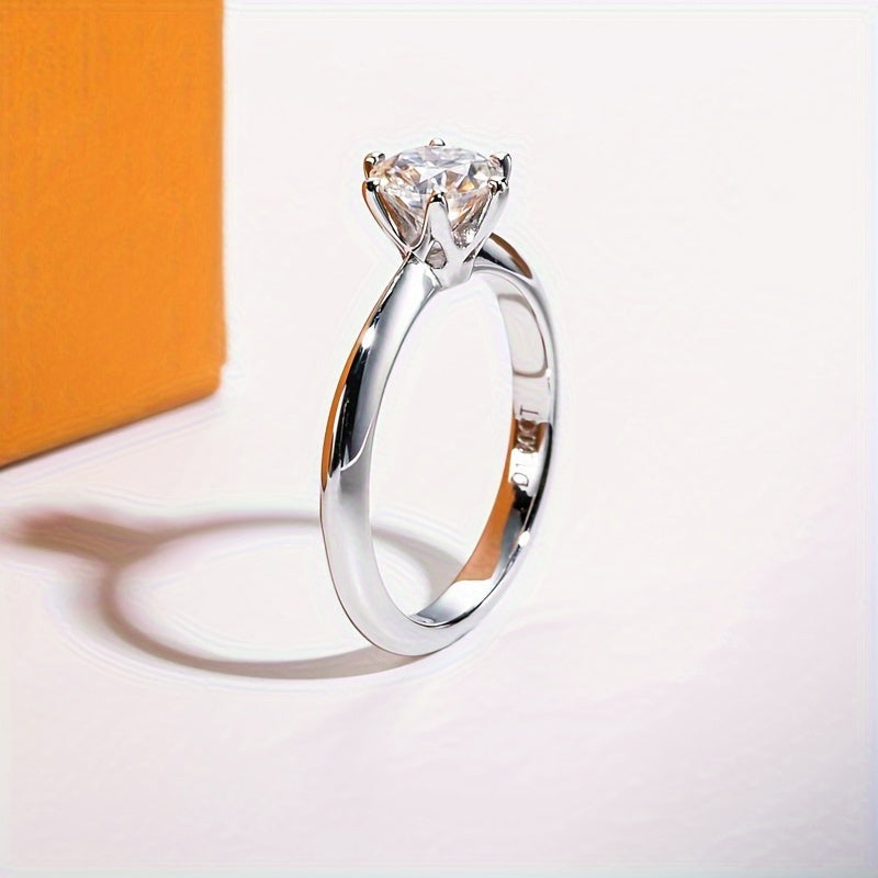 Vintage elegant 925 sterling silver engagement ring with 18K golden plated Moissanite from the Eternals Earth collection. Ideal for daily wear and weddings, this ring makes the perfect gift for Valentine's Day and special occasions.