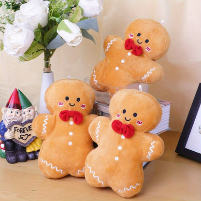 Modern Gingerbread Man plush toy, hand washable, plays audio, polyester material, ideal for Christmas decor.