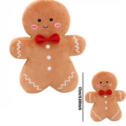 Modern Gingerbread Man plush toy, hand washable, plays audio, polyester material, ideal for Christmas decor.