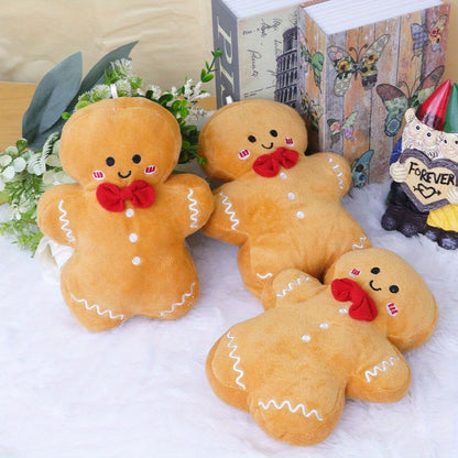 Modern Gingerbread Man plush toy, hand washable, plays audio, polyester material, ideal for Christmas decor.