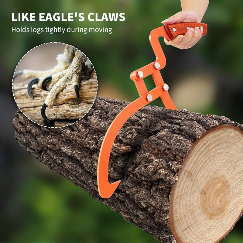 Durable 50.8cm Log Tongs with Anti-Slip Handle - Supports Up to 49.9 KG, Perfect for Moving and Handling Wood, Orange.