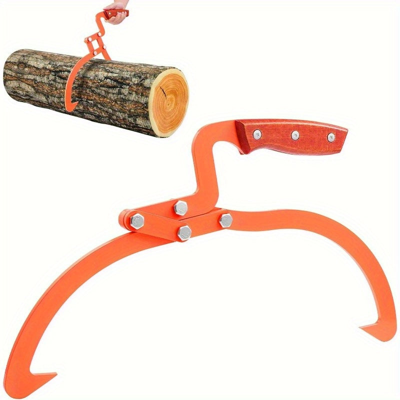 Durable 50.8cm Log Tongs with Anti-Slip Handle - Supports Up to 49.9 KG, Perfect for Moving and Handling Wood, Orange.