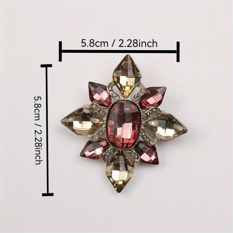 Exquisite Baroque-Inspired Rhinestone Brooch Pin - Opulent Alloy Fashion Statement Piece for Dresses, Distinctive Irregular Design, Ideal for Women's Wardrobe & Accessories