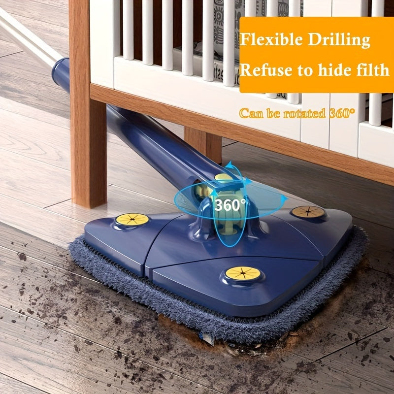 360-Degree Rotating Triangle Mop Set with Telescoping Handle - Ideal for Cleaning Bathtubs, Tiles, Glass, and Floors. Features Push-Pull Automatic Squeeze and Adjustable Design. Compatible with a Variety of Cleaning Cloths. Suitable for Use in Living