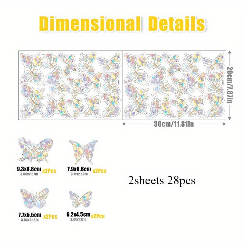 28 Butterfly Anti-Collision Window Clings for Bird Strike Prevention on Glass Doors and Windows