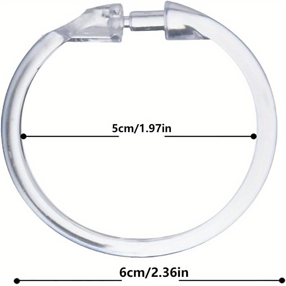 12pcs/pack of new style clear plastic shower curtain rings with easy snap closure hooks made of lightweight high quality plastic. Sturdy, rustproof, and O-shaped design is easy to bend. Crystal clear material that is not easy to break.