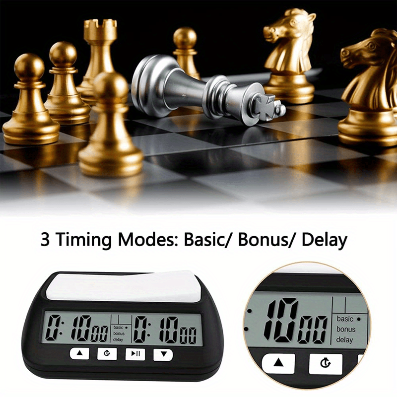 1pc Portable Digital Chess Clock with 3-in-1 Multifunctional Timer, Tournament & Bonus Time Features, Black & White Display (Batteries Not Included)