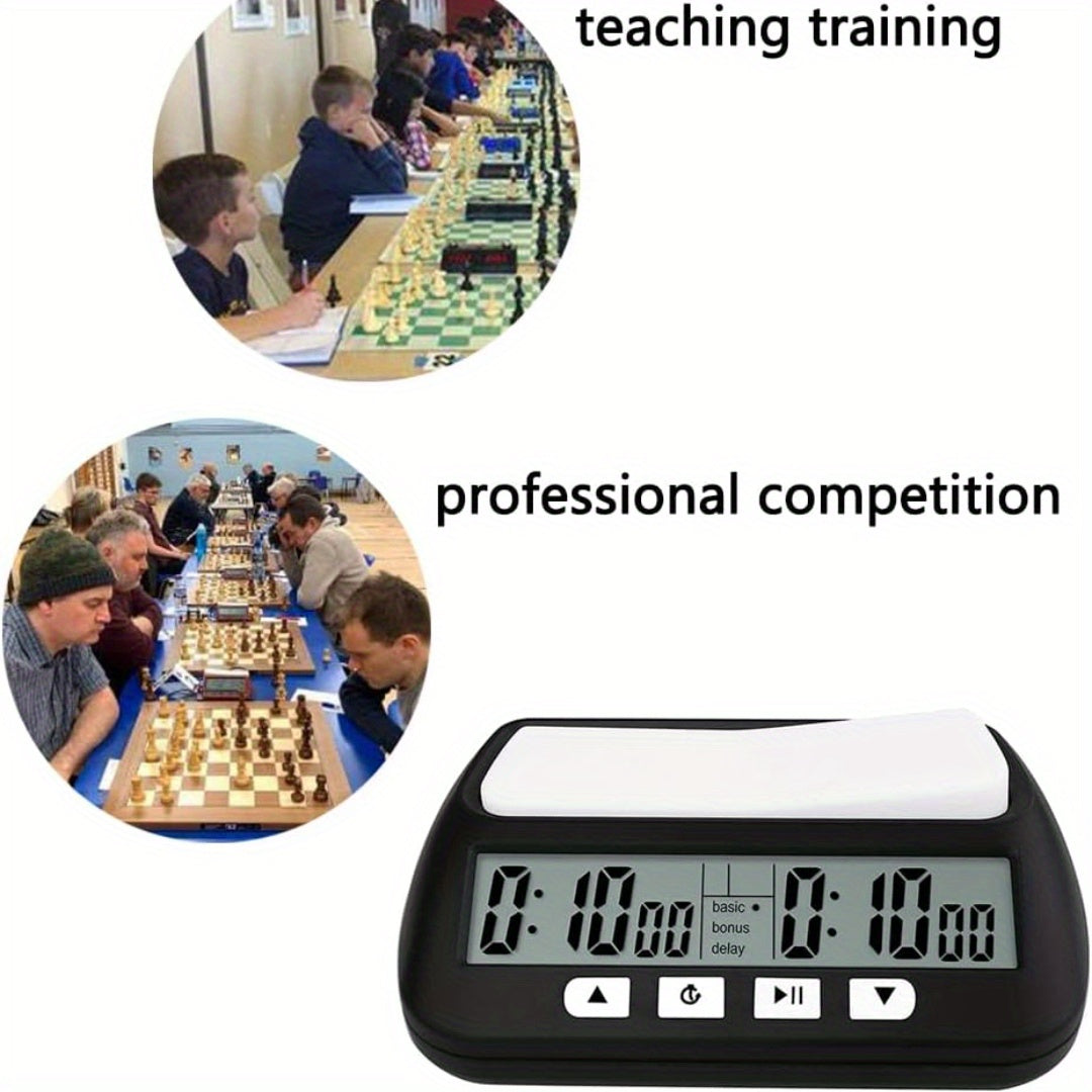 1pc Portable Digital Chess Clock with 3-in-1 Multifunctional Timer, Tournament & Bonus Time Features, Black & White Display (Batteries Not Included)