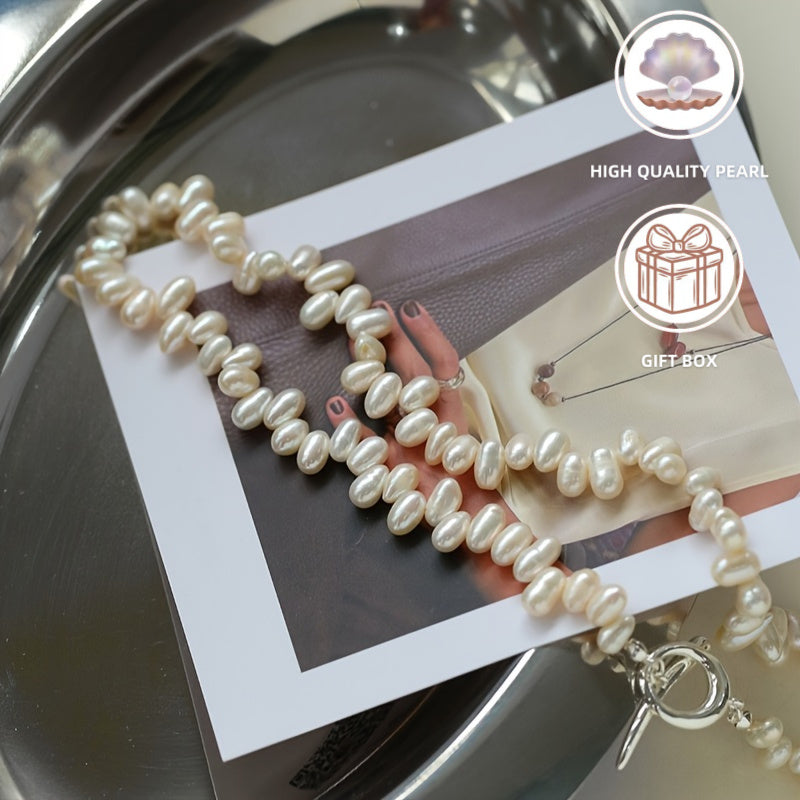 Add a touch of elegance to your wardrobe with this stunning Elegant French Style Freshwater Pearl Necklace for Women. Perfect for parties and everyday wear, this luxurious and delicate accessory is sure to elevate any outfit. Each pearl features natural