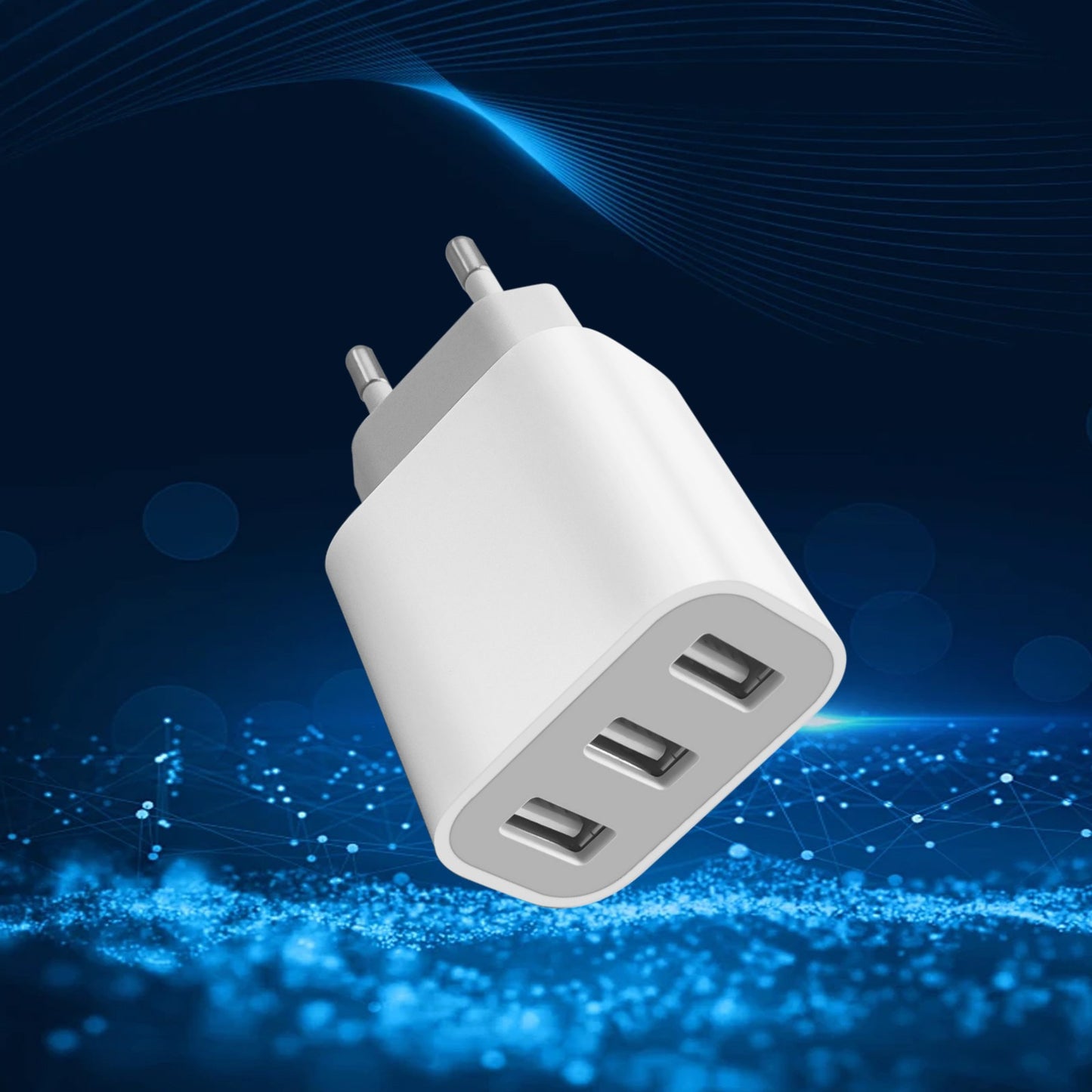 Quickly charge up to 3 devices with this compact 3-port USB wall adapter, including Type-C plug for iPhone and Samsung Galaxy models.