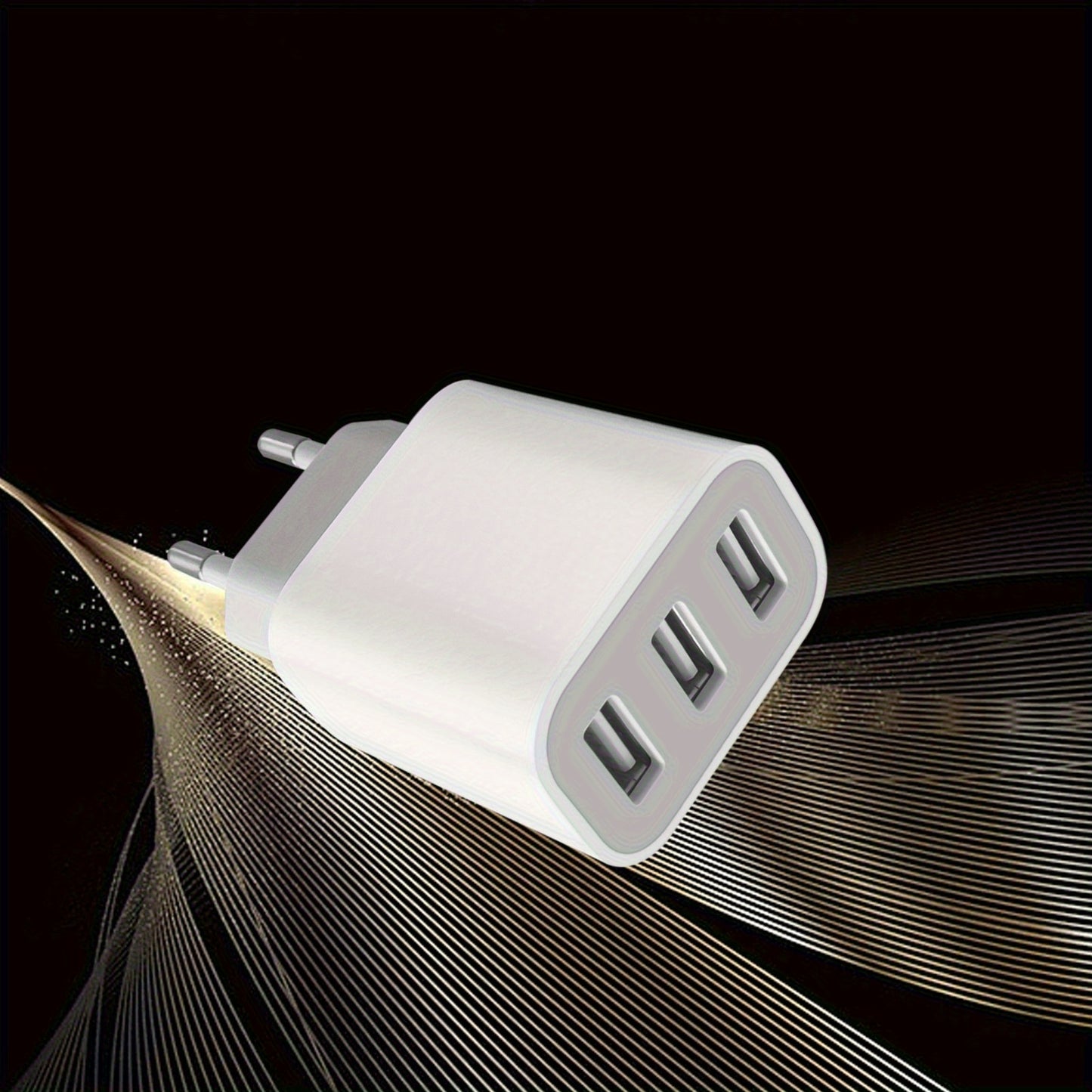 Fast-charging USB wall charger for iPhone and Samsung Galaxy devices.