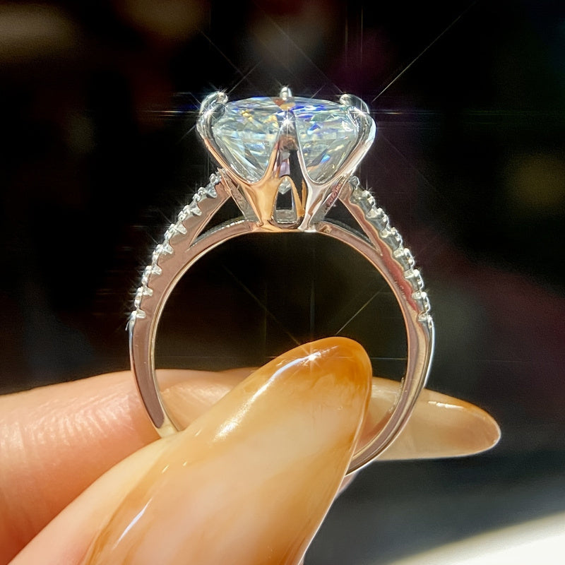 Ajoyib 5.0/10.0 Karat Moissanite To'y Halqasi - Nikohlar, Yubileylarga va Maxsus Tadbirlar uchun Porloq Va'da Halqasi, 925 Sterling Silverda Vintage Ilhomlangan Dizayn