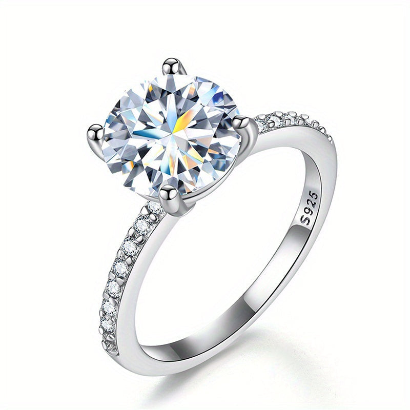 Gorgeous Moissanite Engagement Ring - Available in 1/2/3/5/10ct, Stunning Four-Prong Setting, Ideal for Weddings & Special Events, Lovely Present for Her