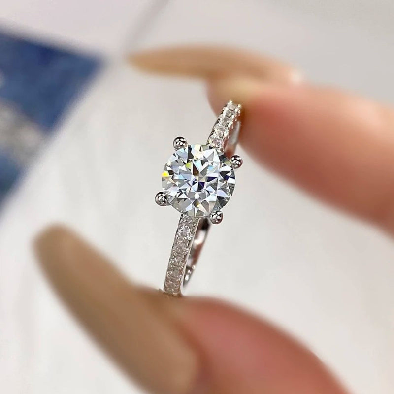 Gorgeous Moissanite Engagement Ring - Available in 1/2/3/5/10ct, Stunning Four-Prong Setting, Ideal for Weddings & Special Events, Lovely Present for Her