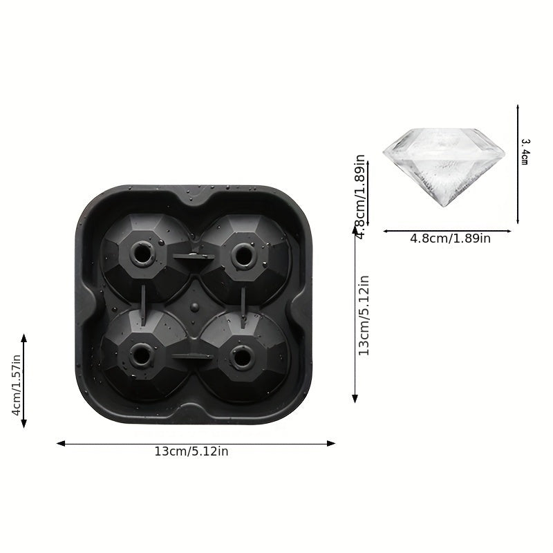 Homemade Silicone Ice Tray Mold for Whiskey Ice Balls with Rose, Diamond, and Skull Designs