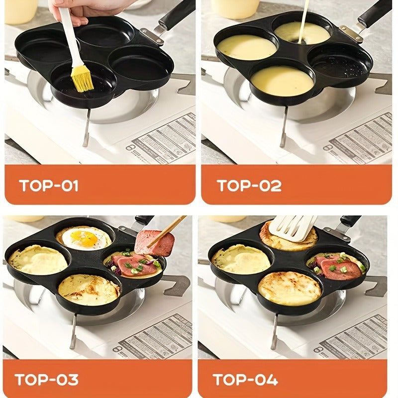 4-Cup Non-Stick Cast Iron Skillet ideal for frying eggs, pancakes, burgers, sautéing, cooking pizza desserts - perfect for home and restaurant use.