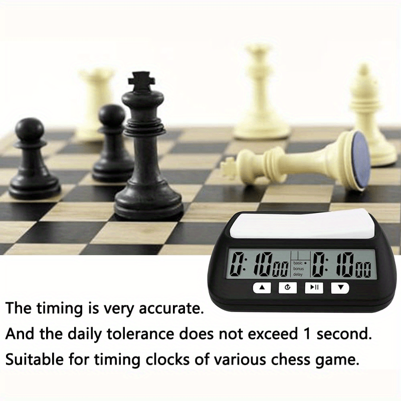 1pc Portable Digital Chess Clock with 3-in-1 Multifunctional Timer, Tournament & Bonus Time Features, Black & White Display (Batteries Not Included)