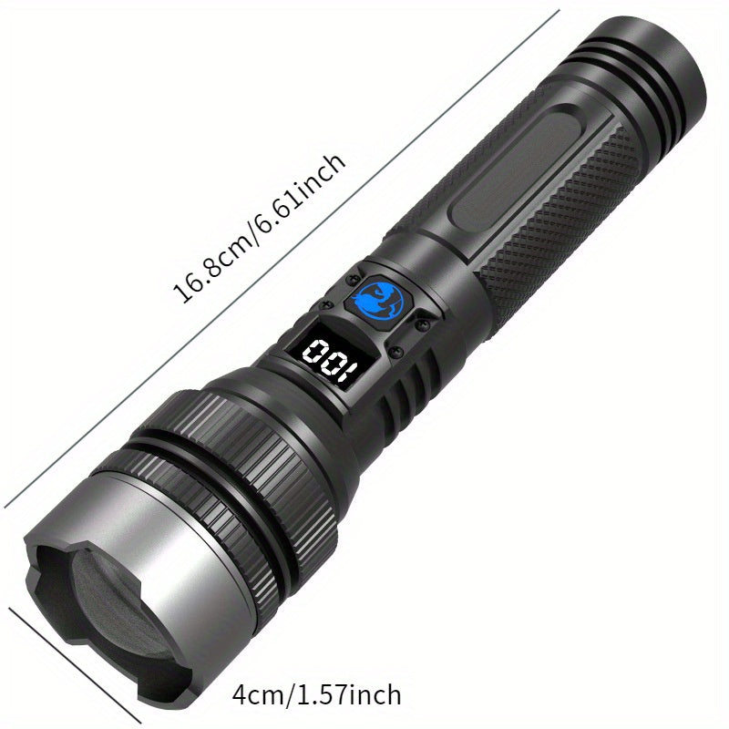 USB Rechargeable Super Bright Flashlight with Digital Display