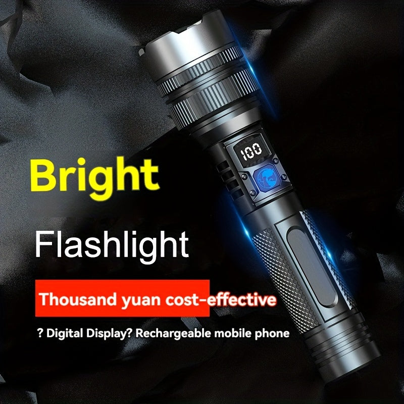 USB Rechargeable Super Bright Flashlight with Digital Display