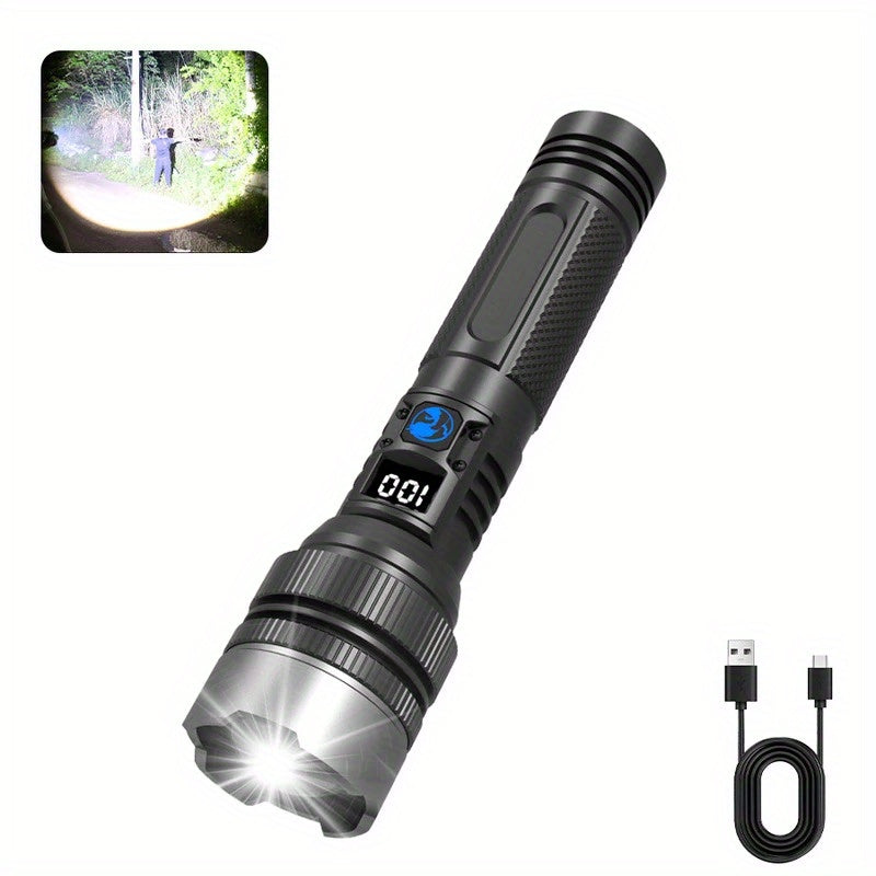 USB Rechargeable Super Bright Flashlight with Digital Display