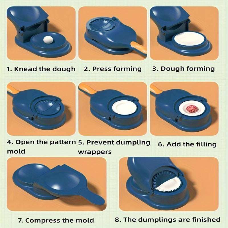 Dumpling Press Set - DIY Plastic Mold with Dough Cutter for Easy Dumpling Making and Empanadas - No Electricity Required - Kitchen Tool Kit.