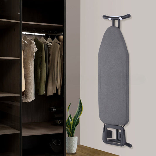 Space-Saving Wall Mounted Ironing Board with EVA Non-Slip Pad - Strong Steel Construction, Dual Hook Hanger for Laundry Room Storage - Available in Black or White