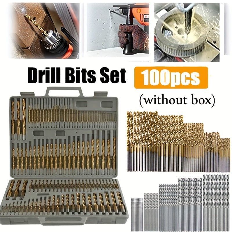 Durable titanium-coated drill bit set for DIY and professional use.