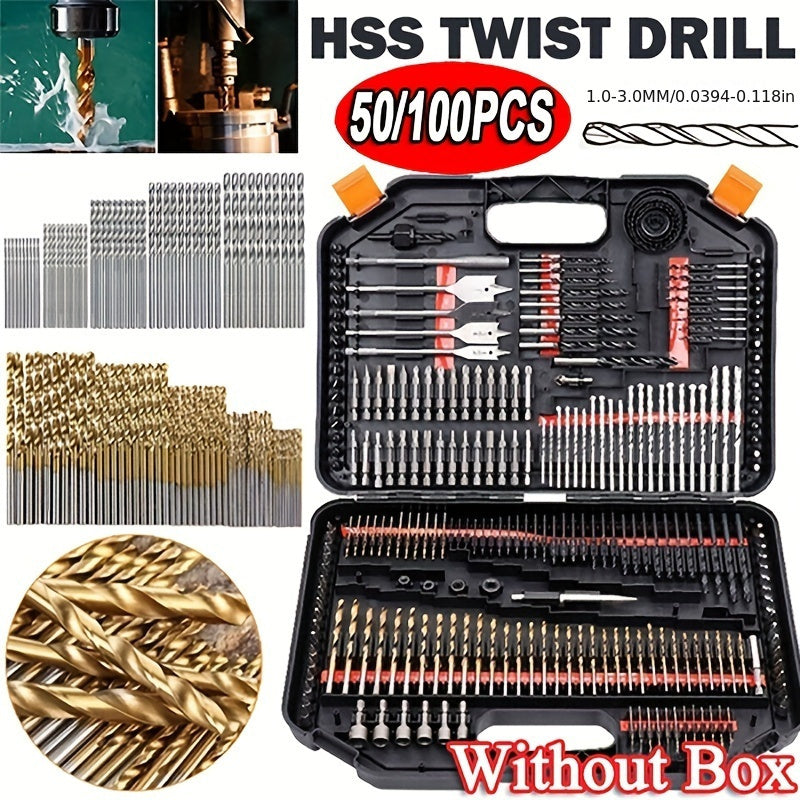 Durable titanium-coated drill bit set for DIY and professional use.