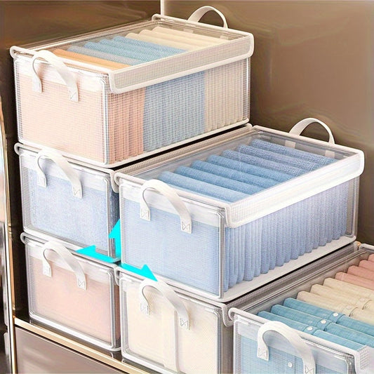 Spacious PVC Storage Box with Lid for Clothing: Keep Your Home or Dorm Tidy and Dust-Free, Foldable Organizer for Wardrobe, Perfect for Sorting Clothes and Pants