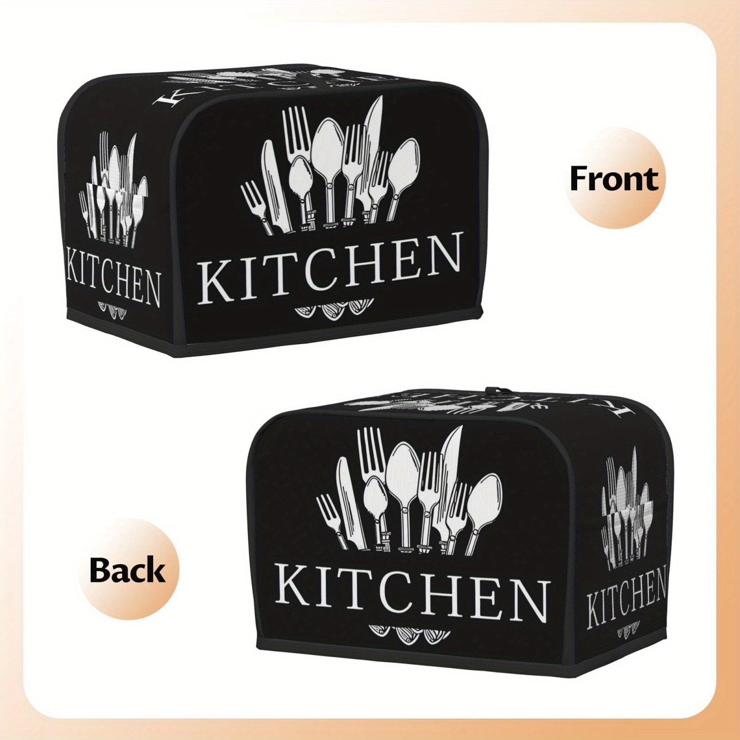 1 Piece Universal Fit Non-Electric 2-Slice Toaster Cover featuring a Kitchen Utensil Design, providing Dust and Insect Protection for your Appliance.