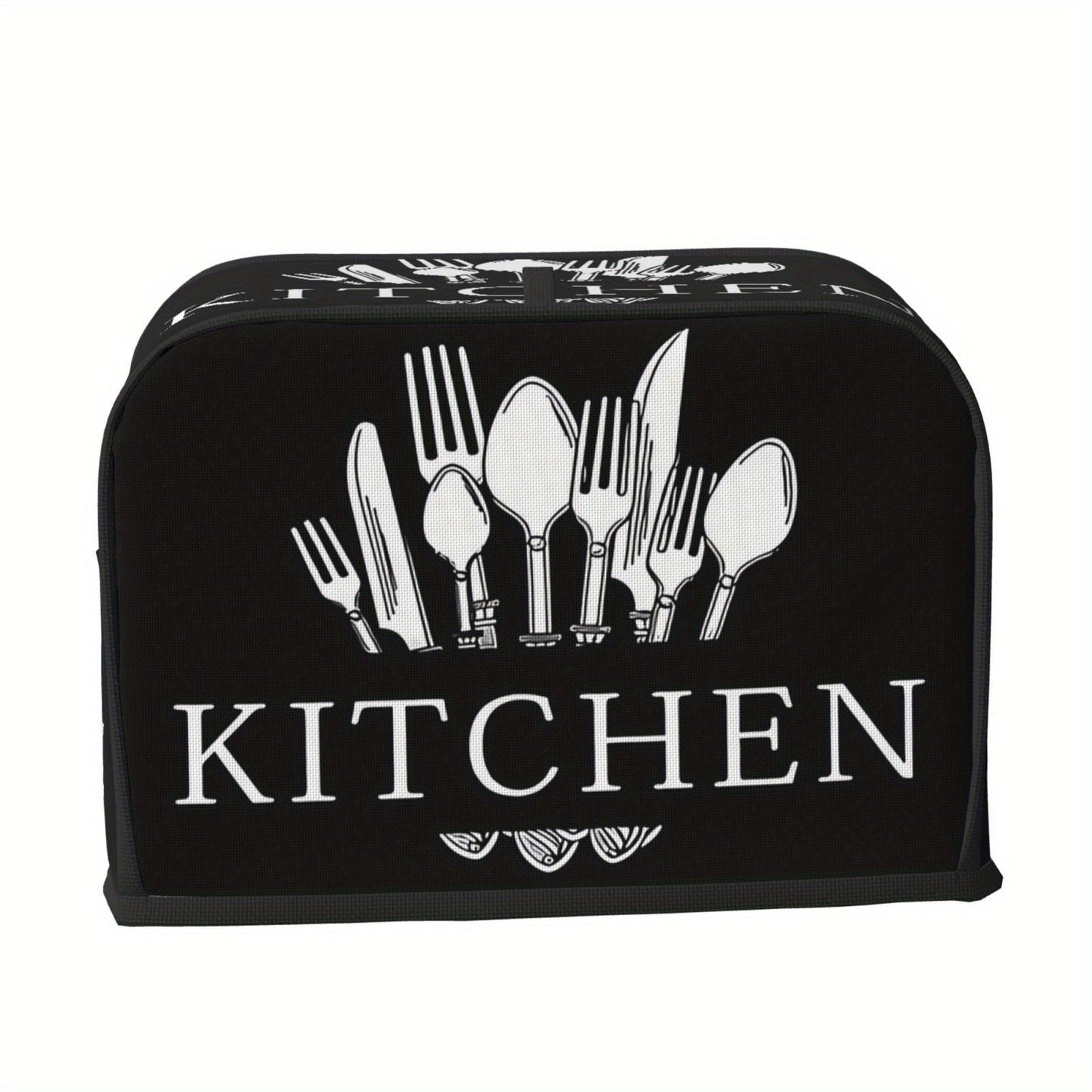 1 Piece Universal Fit Non-Electric 2-Slice Toaster Cover featuring a Kitchen Utensil Design, providing Dust and Insect Protection for your Appliance.