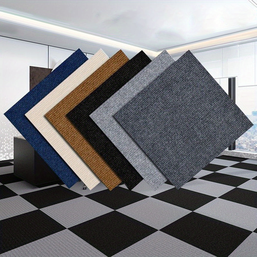 A single Self-Adhesive Soundproof Carpet Tile measuring 30.48cm x 30.48cm. Made of a machine washable polyester blend, ideal for enhancing home decor.