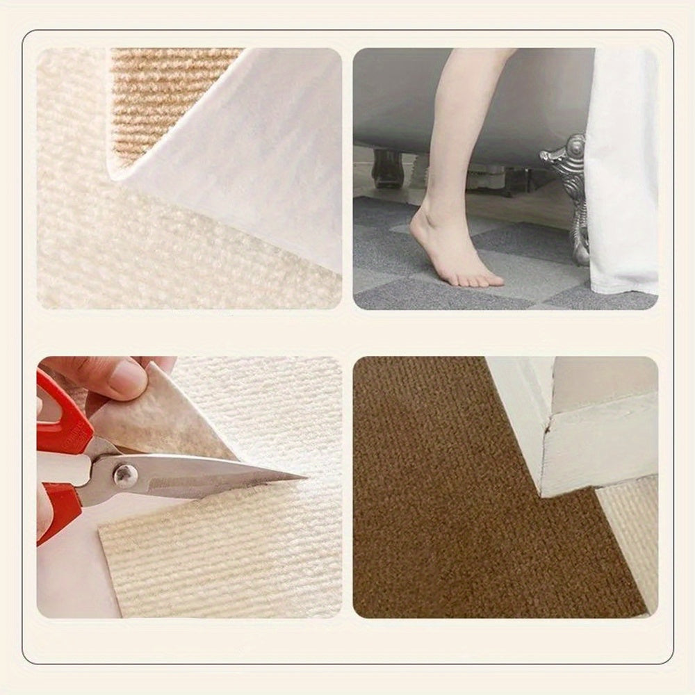 A single Self-Adhesive Soundproof Carpet Tile measuring 30.48cm x 30.48cm. Made of a machine washable polyester blend, ideal for enhancing home decor.