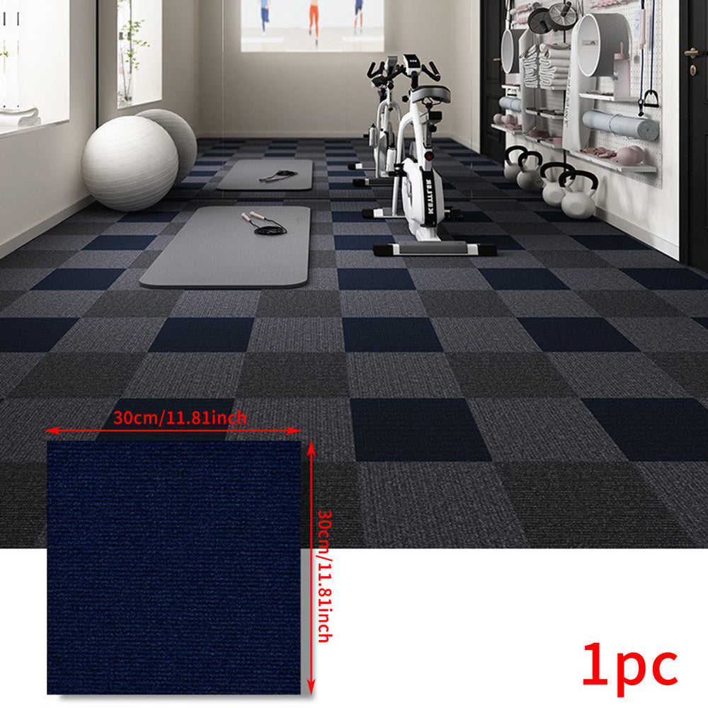 A single Self-Adhesive Soundproof Carpet Tile measuring 30.48cm x 30.48cm. Made of a machine washable polyester blend, ideal for enhancing home decor.