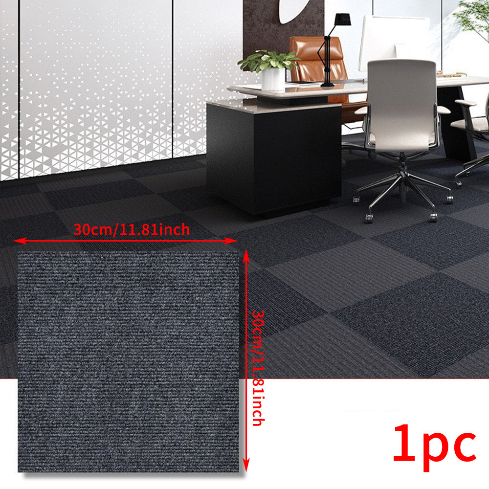 A single Self-Adhesive Soundproof Carpet Tile measuring 30.48cm x 30.48cm. Made of a machine washable polyester blend, ideal for enhancing home decor.