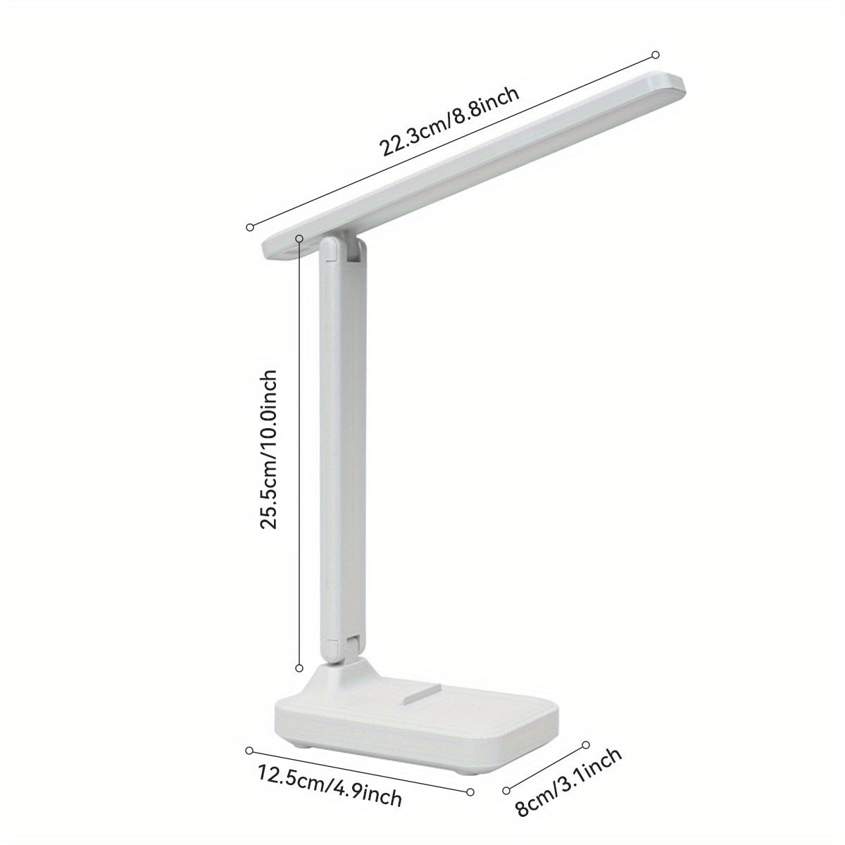 LED desk lamp with touch control for brightness adjustment, USB powered, ideal for reading and bedside.