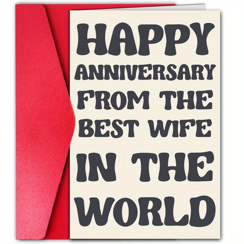 Celebrate Your Anniversary with a Special Card for the Best Wife - Funny Wedding Anniversary Greeting Card, Featuring a Cute Cartoon Design on White Paper with a Festive Christmas Theme. Perfect Gift for Spouses, Family, and Parents.