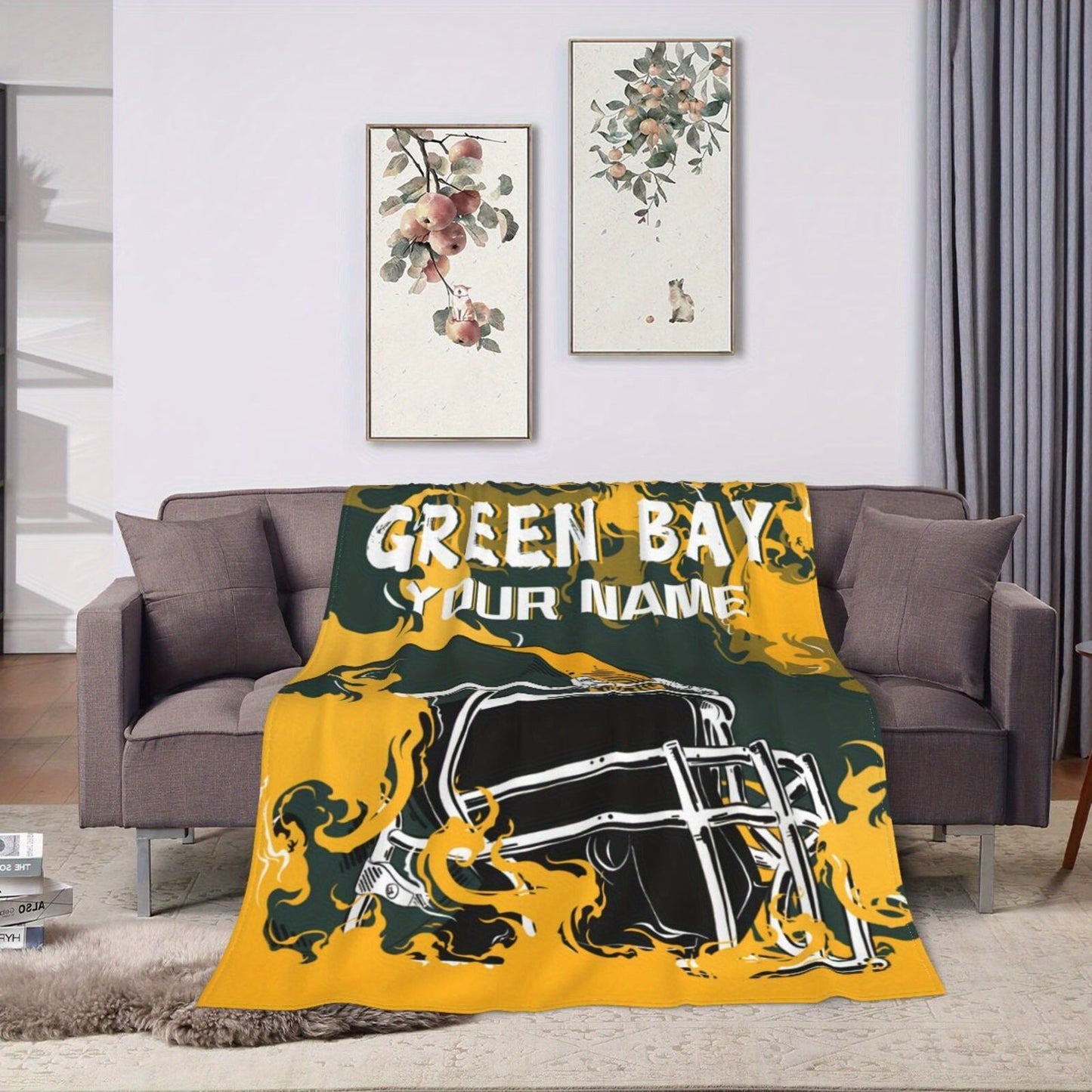 Personalized Custom Green Bay Football Flannel Blanket - A Perfect Gift for Fans & Sports Enthusiasts, Ideal for Adding a Touch of Team Spirit to Your Sofa or Bed