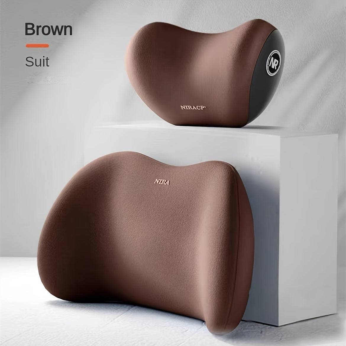 Ergonomic car seat pillow set for neck and lumbar support, providing comfort for driver's headrest and back cushion.