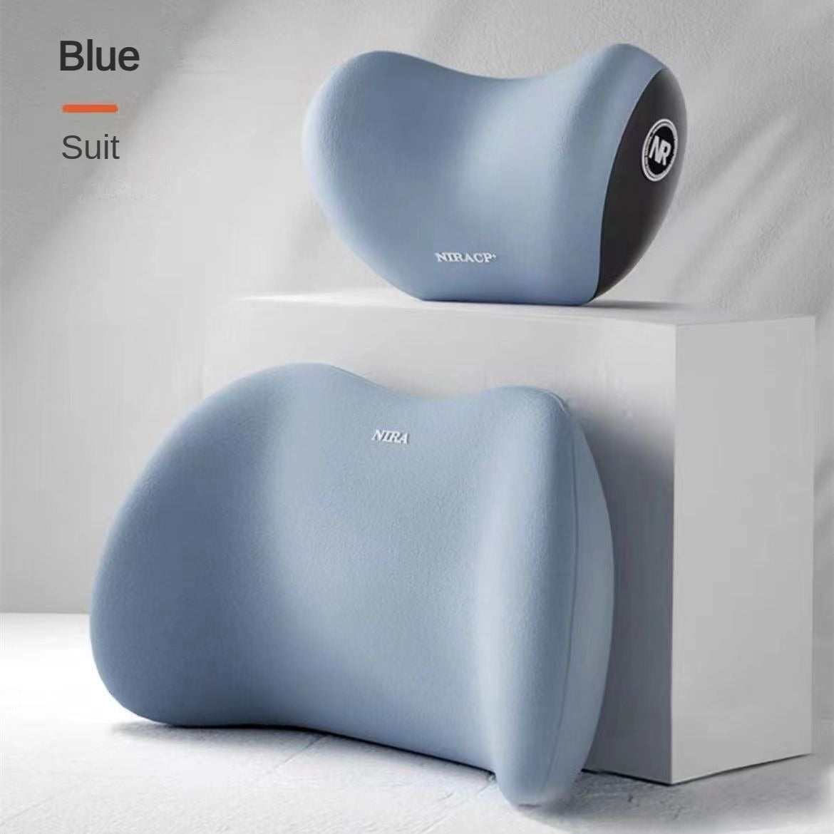 Ergonomic car seat pillow set for neck and lumbar support, providing comfort for driver's headrest and back cushion.