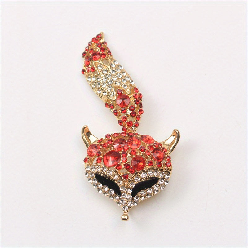 Chic Fox Enamel and Rhinestone Brooch - A Stylish Vintage Accessory for Sweaters, Coats, and Cardigans