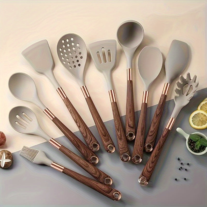 Complete Set of Silicone Kitchen Utensils including Non-Stick Spatula, Heat Resistant, Easy to Clean, Safe for Cooking. Perfect for Christmas, Halloween, and Easter Cooking and Baking. Includes Kitchen Spoon, Essential Home Kitchen Supplies.